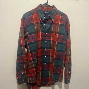Ralph Lauren Men's Red & Green Plaid Button-Down Shirt